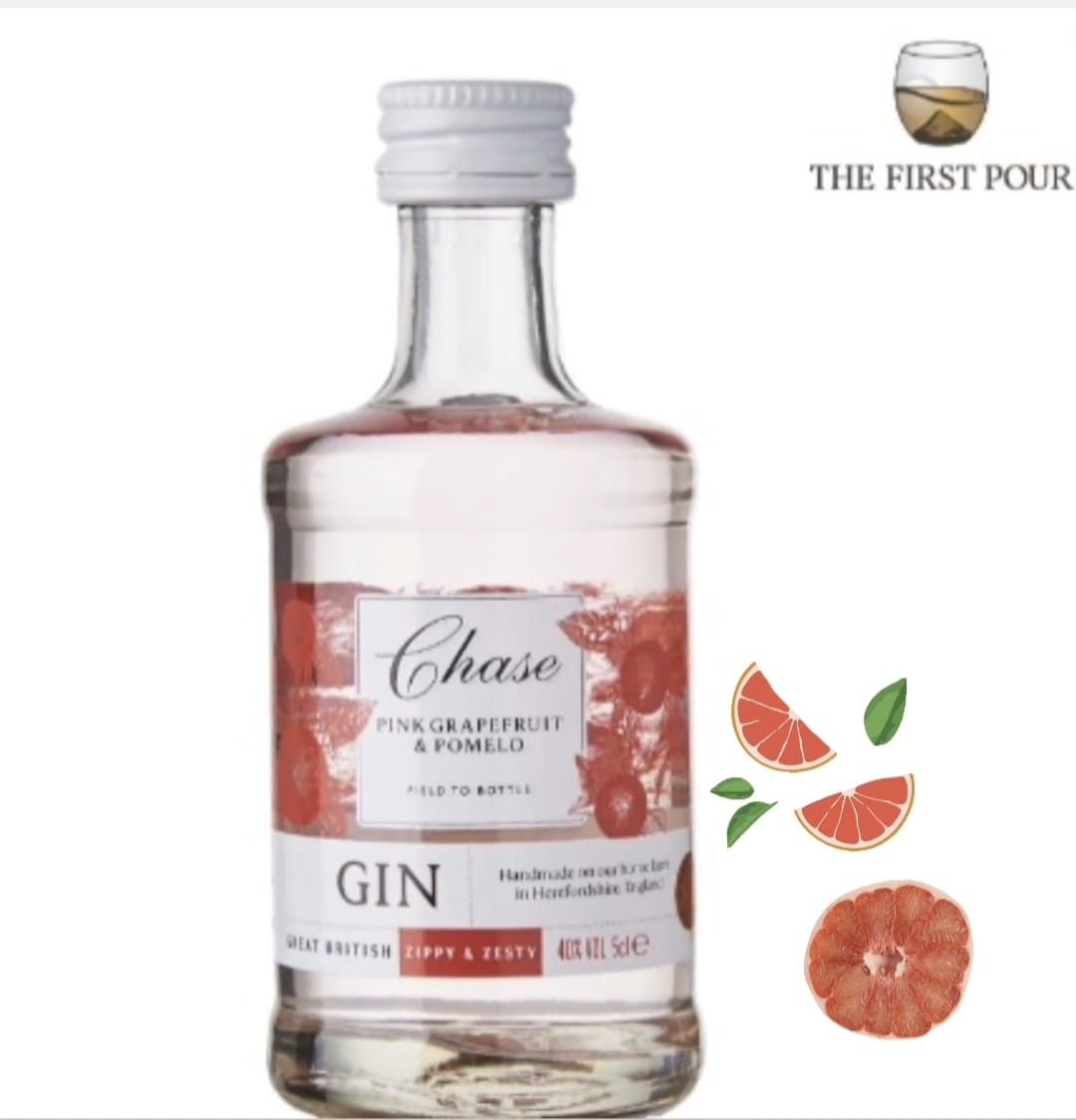 Chase Gin Minis Bundle of 3 x 5CL 40% (Pink Grapefruit & Pomelo,  Hedgerow Elderflower, Rhubarb & Bramley Apple)